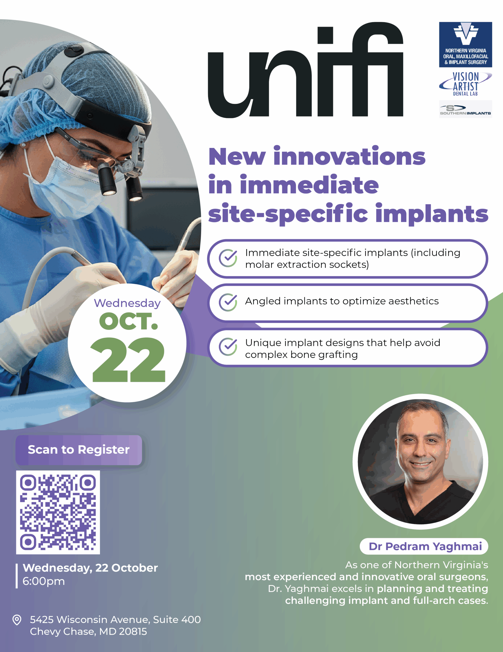 New Innovations in Immediate Site-Specific Implants event flyer