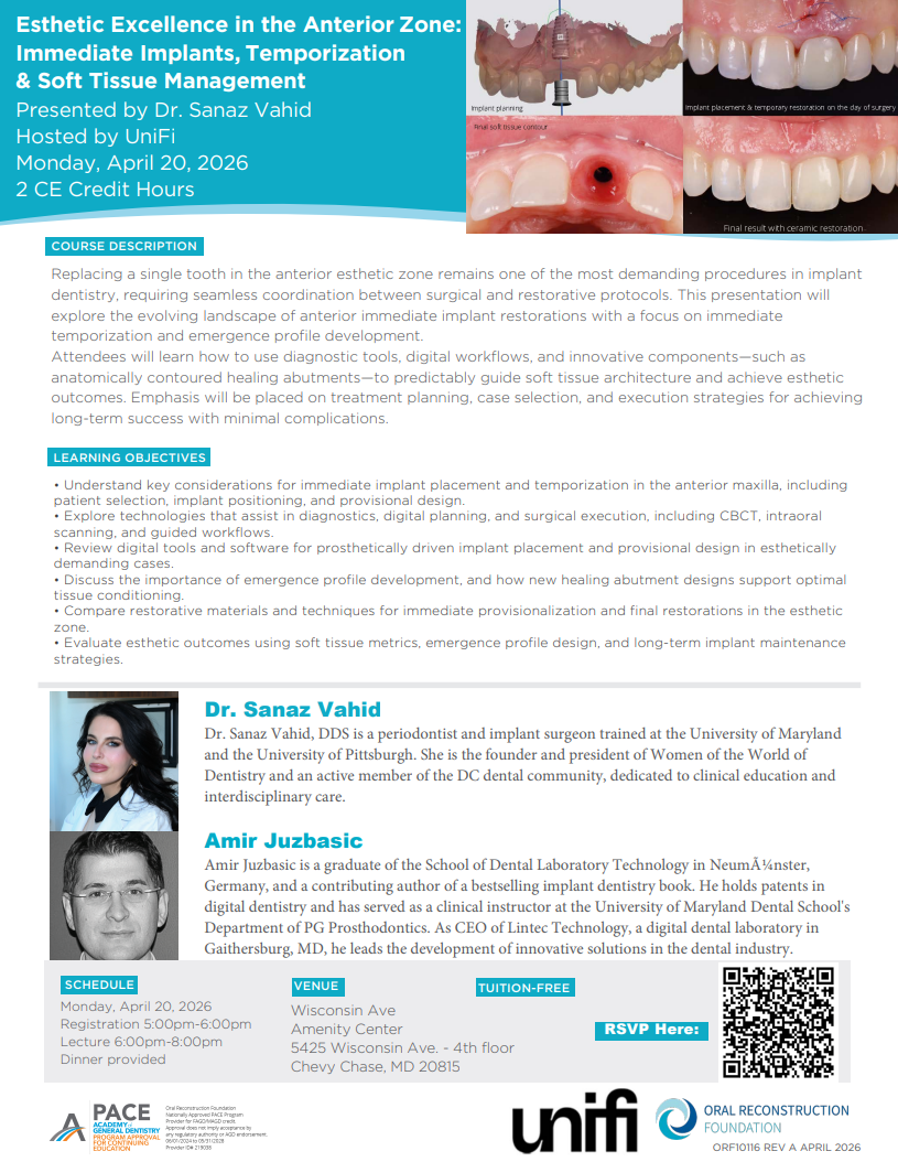 Esthetic Excellence in the Anterior Zone: Immediate Implants & Soft Tissue Management event flyer